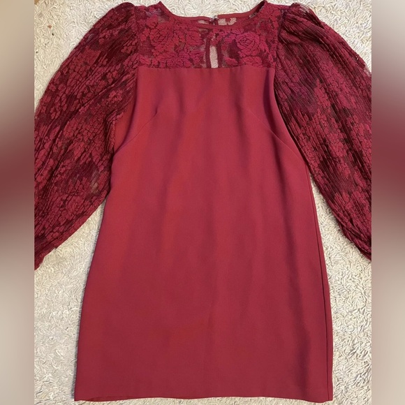 White House Black Market red wine Lace Cocktail Party Dress Women Size 8P 8 P - Picture 2 of 6